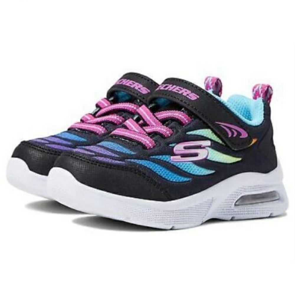 Skechers Kids Sneakers - Black with Pink and Blue Accents Toddler Girl Sz 8